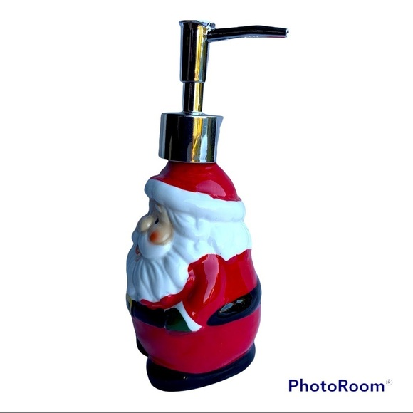 Santa Ceramic Soap Lotion Pump Dispenser Glazed Hand Painted Christmas Decor - Picture 3 of 6
